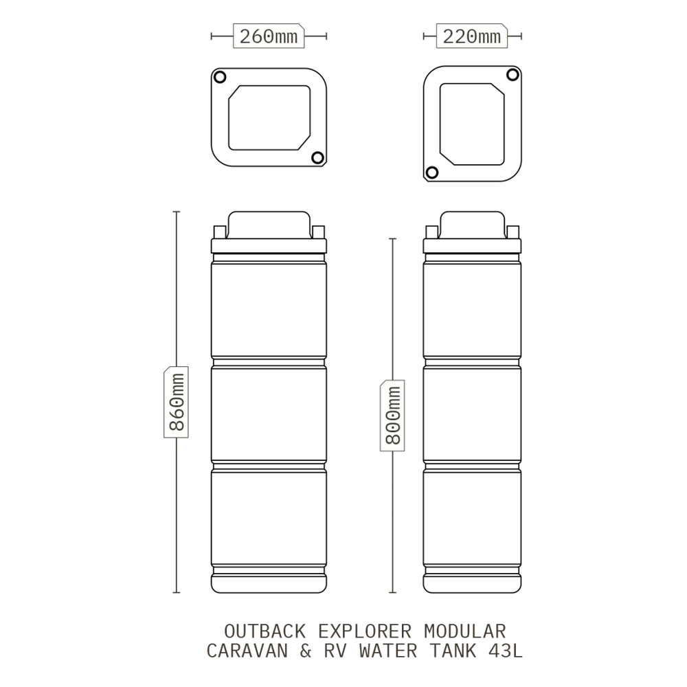 Modular Caravan & RV Water Tank 43l