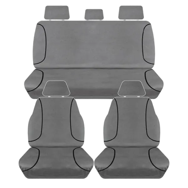 Tuff Terrain Canvas Grey Seat Covers to Suit Toyota Hilux SR SR5 Dual Cab (4X4) 08/09-06/15 FRONT/REAR