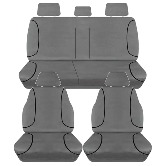 Tuff Terrain Canvas Grey Seat Covers to Suit Toyota Hilux SR SR5 Dual Cab 07/15-On FRONT/REAR