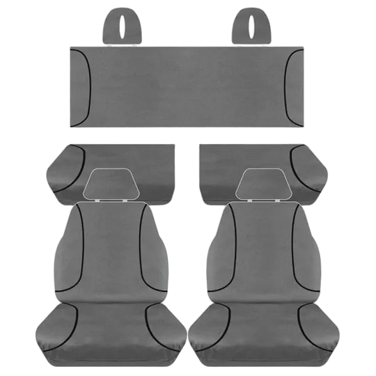 Tuff Terrain Canvas Grey Seat Covers to Suit Toyota Hilux Workmate SR SR5 Extra Cab 07/15-On FRONT/REAR