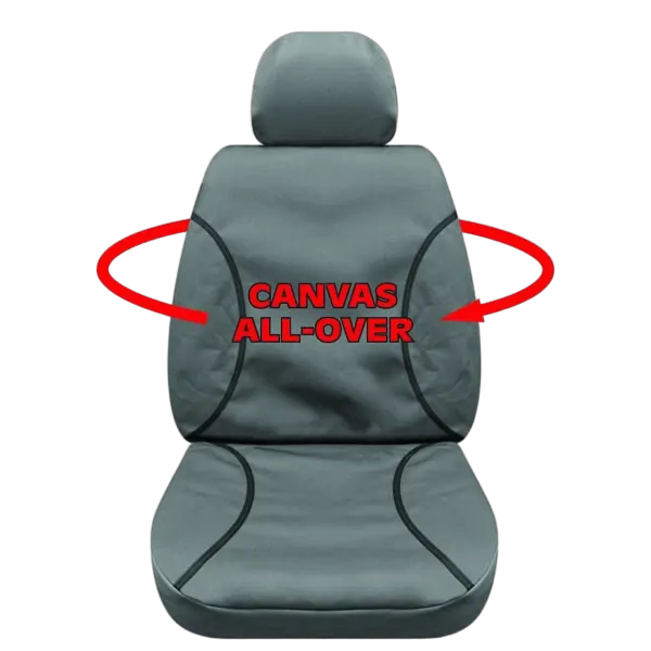 Tuff Terrain Canvas Black Seat Covers to Suit Nissan Navara D23 NP300 DX RX Single Cab 11/15-On FRONT