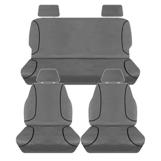 Tuff Terrain Canvas Grey Seat Covers to Suit Nissan Navara D23 NP300 Series 1/2 DX RX ST ST-X Dual Cab 03/15-10/17 FRONT/REAR