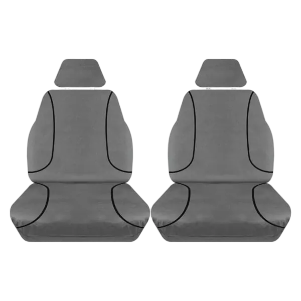 Tuff Terrain Canvas Grey Seat Covers to Suit Mitsubishi Triton (MQ MR) GLX GLX+ GLX Adas GLS Blackline Dual Cab 04/15-On FRONT/REAR