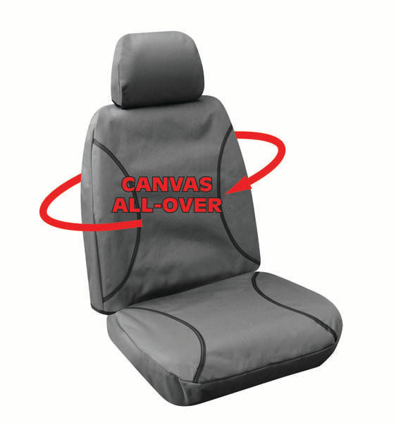 Tuff Terrain Canvas Grey Seat Covers to Suit Toyota Prado 150 Series GX 5 Seater SUV 09-On FRONT