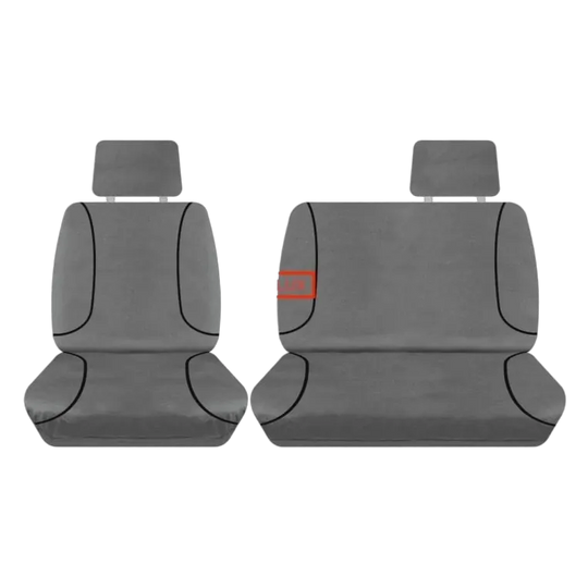 Tuff Terrain Canvas Grey Seat Covers to Suit Toyota Hilux Workmate Dual Cab 05/05-06/15 FRONT/REAR