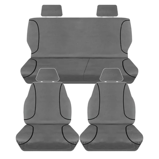 Tuff Terrain Canvas Grey Seat Covers to Suit Toyota Landcruiser Wagon (VDJ76) Double Cab 07-On FRONT/REAR