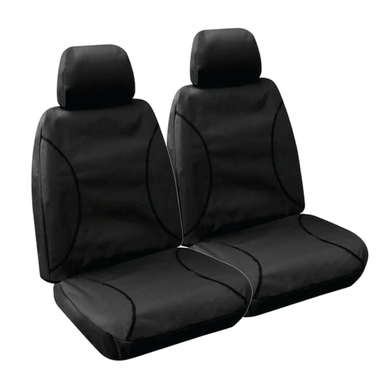 Tuff Terrain Canvas Blackl Seat Covers to Suit Toyota Hilux Workmate SR Single Cab Bucket Seats 07/15-On FRONT