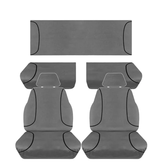 Tuff Terrain Canvas Grey Seat Covers to Suit Toyota Hilux SR SR5 Extra Cab (4X2) 07/11-06/15 FRONT/REAR