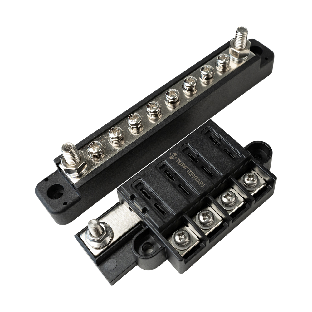 Tuff Terrain Fuse Block 4 Way Positive & 100A 10 terminal Negative Bussbar Bundle
