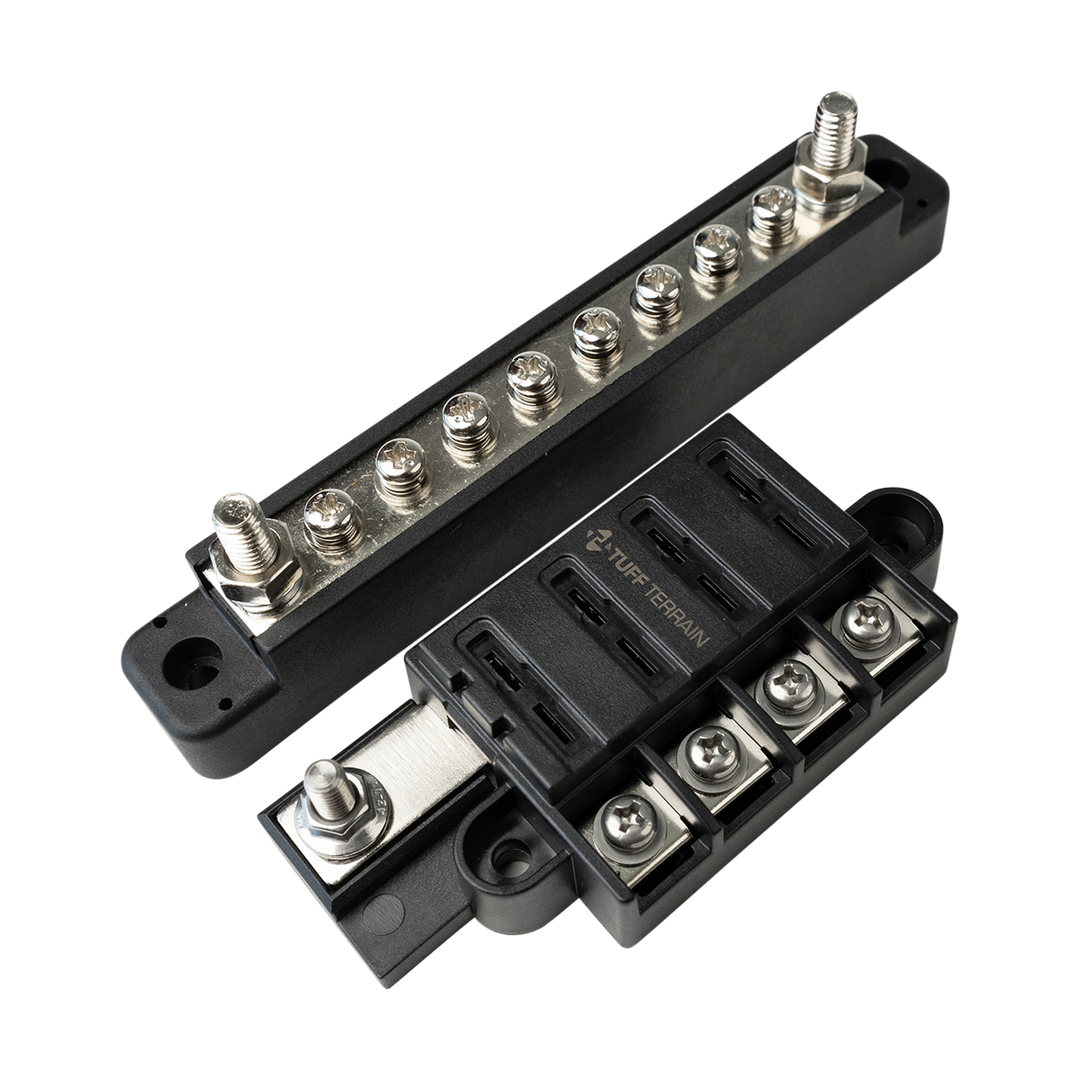 Tuff Terrain Fuse Block 4 Way Positive &amp; 100A 10 terminal Negative Bussbar Bundle