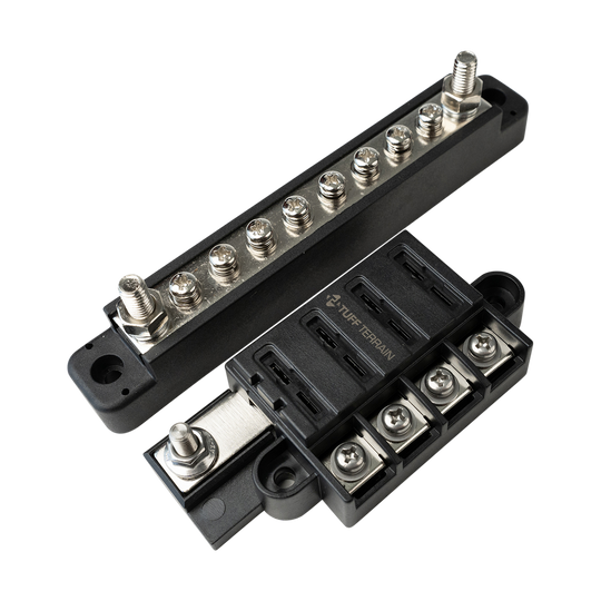 Tuff Terrain Fuse Block 4 Way Positive &amp; 100A 10 terminal Negative Bussbar Bundle