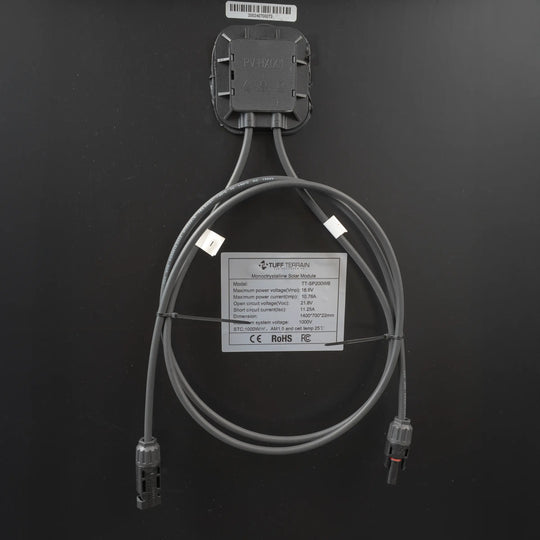 Tuff Terrain 12v 200w Monocrystalline Solar Panel Black - 1400 x 700 x 22mm