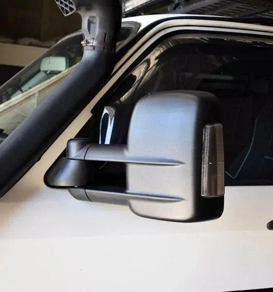 Extendable Towing Mirrors to suit Toyota Landcruiser 300 Series - Electric, Black, Power Fold, BSM & Indicator