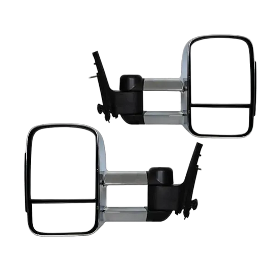 Extendable Towing Mirrors to suit Toyota Landcruiser 300 Series - Electric, Chrome, Power Fold, BSM &amp; Indicator