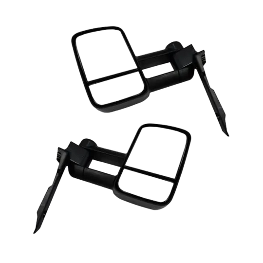 Extendable Towing Mirrors For Toyota Landcruiser 75, 76, 78 &amp; 79 Series - Black/Electric