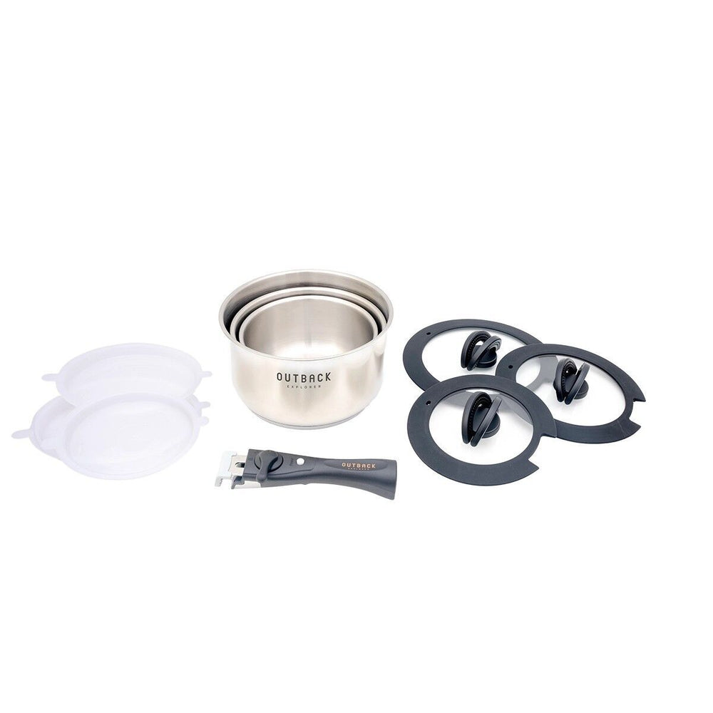 Smart Storage Stainless Steel Pot Set with Silicone Lids