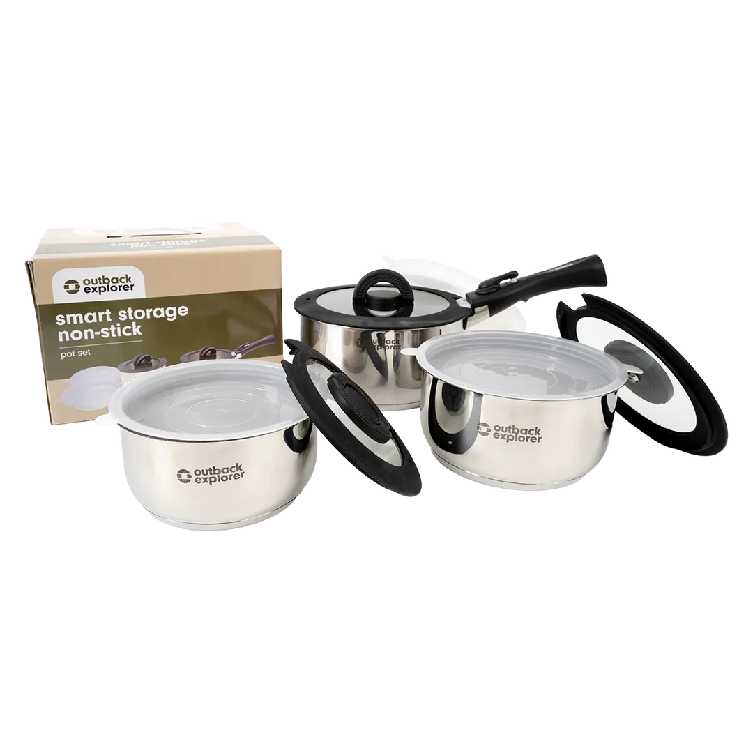 Smart Storage Non-Stick Pot Set with Storage Lids