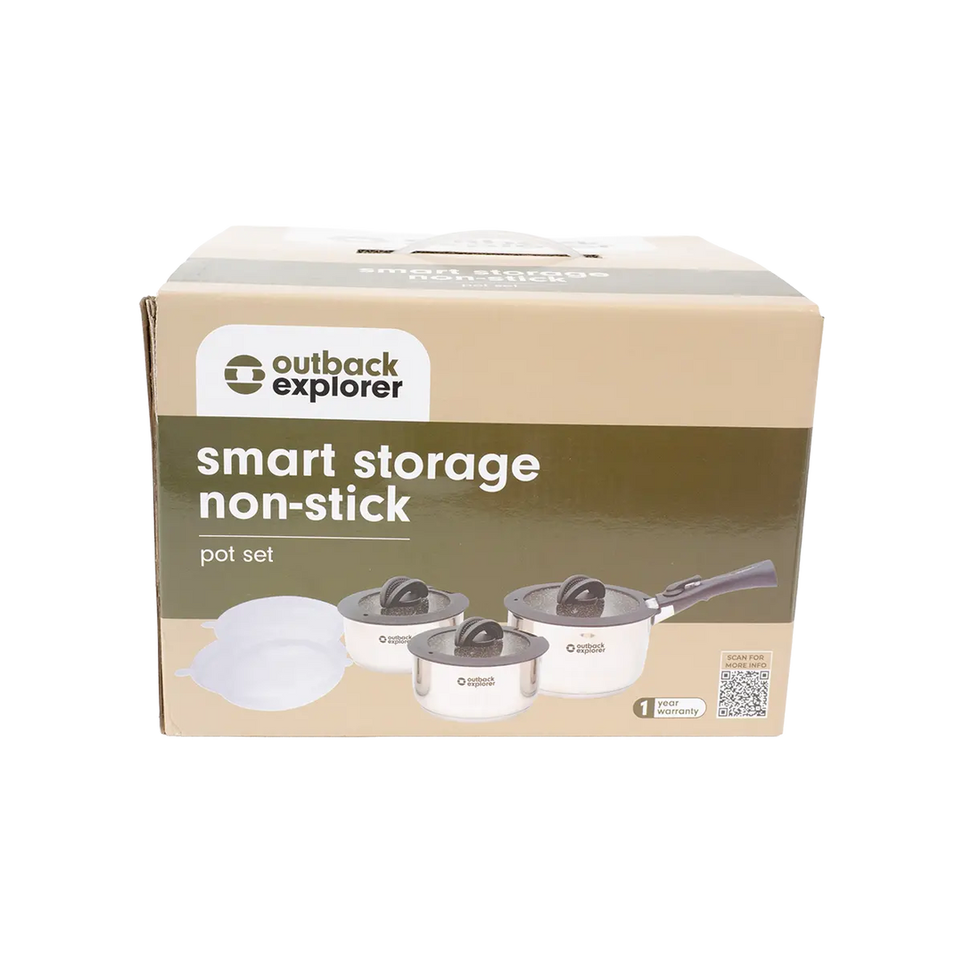 Smart Storage Non-Stick Pot Set with Storage Lids