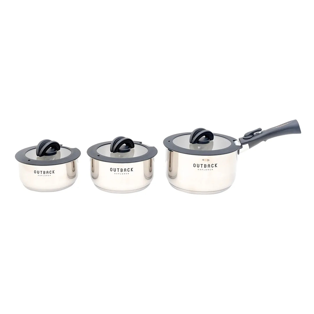 Smart Storage Stainless Steel Pot Set with Silicone Lids